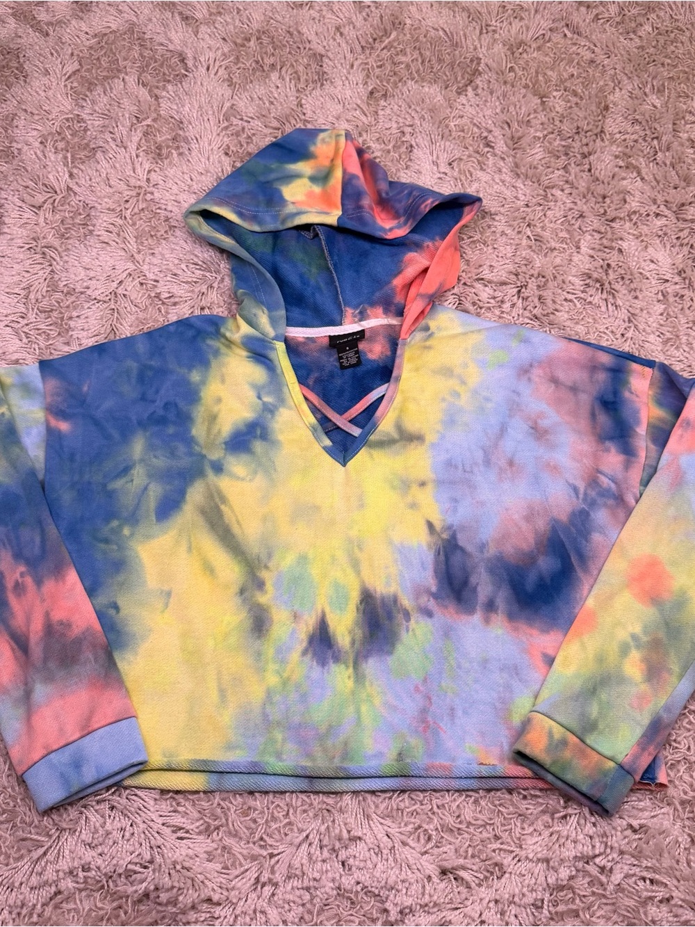 Rue21 Kids Tie-Dye Hooded Pullover - Blue, Yellow, Pink